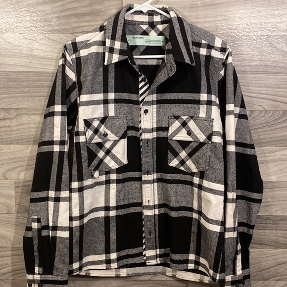 Off-White Other - Off-White c/o Virgil Abloh
Men's Black Stencil Diagonals Checked Flannel Shirt